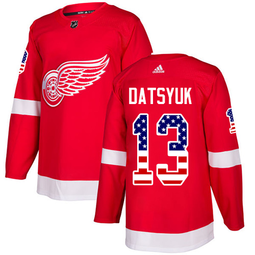 Herren Detroit Red Wings Eishockey Trikot Pavel Datsyuk #13 Authentic Rot USA Flag Fashion